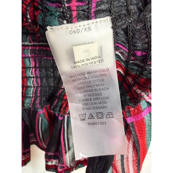 Riley & Rae Sz XS Blouse Plaid Holiday Party Rouched Ruffled‎ - Picture 3 of 5